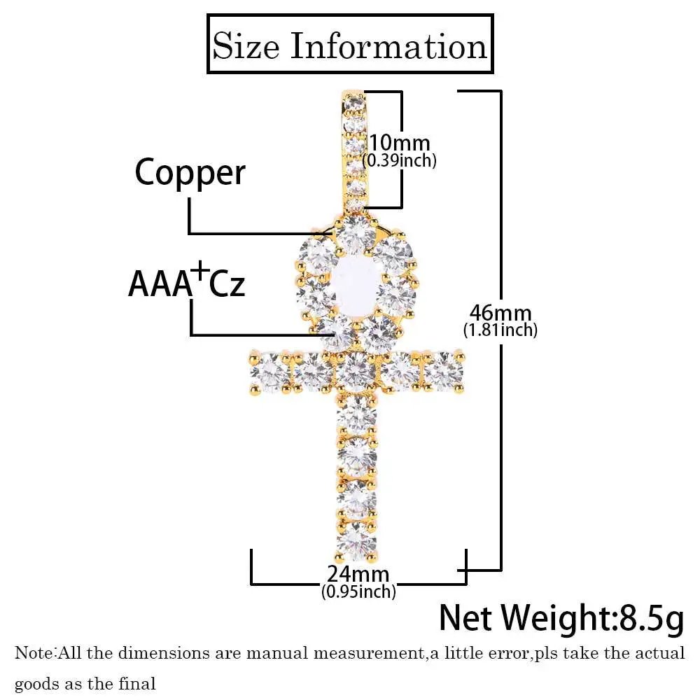 Design Cross Pendant Necklace Gold with Cubic Zirconia Jewelry - 16