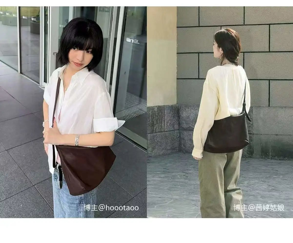 Design Triangle Hobo Bag Brown Leather Shoulder Bag - 19