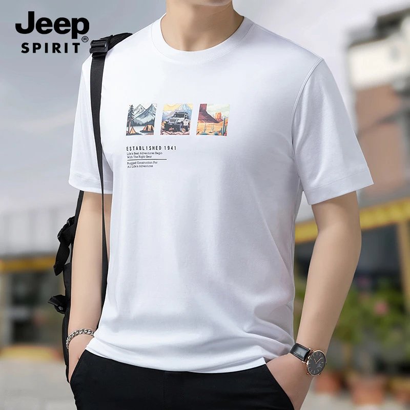 Jeep Spirit Graphic Print White T-Shirt T-Shirts