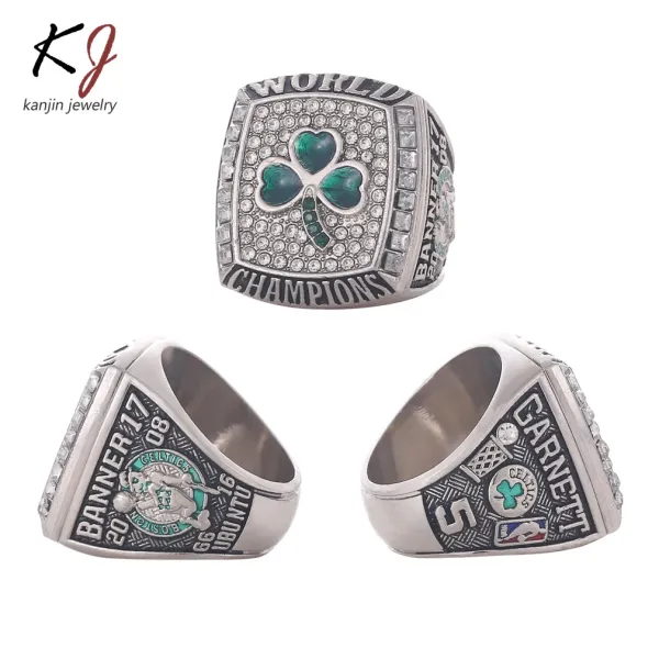 Design Boston Celtics Championship Ring Replica Silver Green Shamrock Jewelry - 2