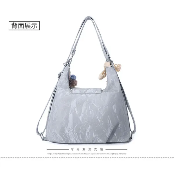 Design AIHITU STUDIO Cartoon Bear Print Silver Gray Hobo Bag - 15