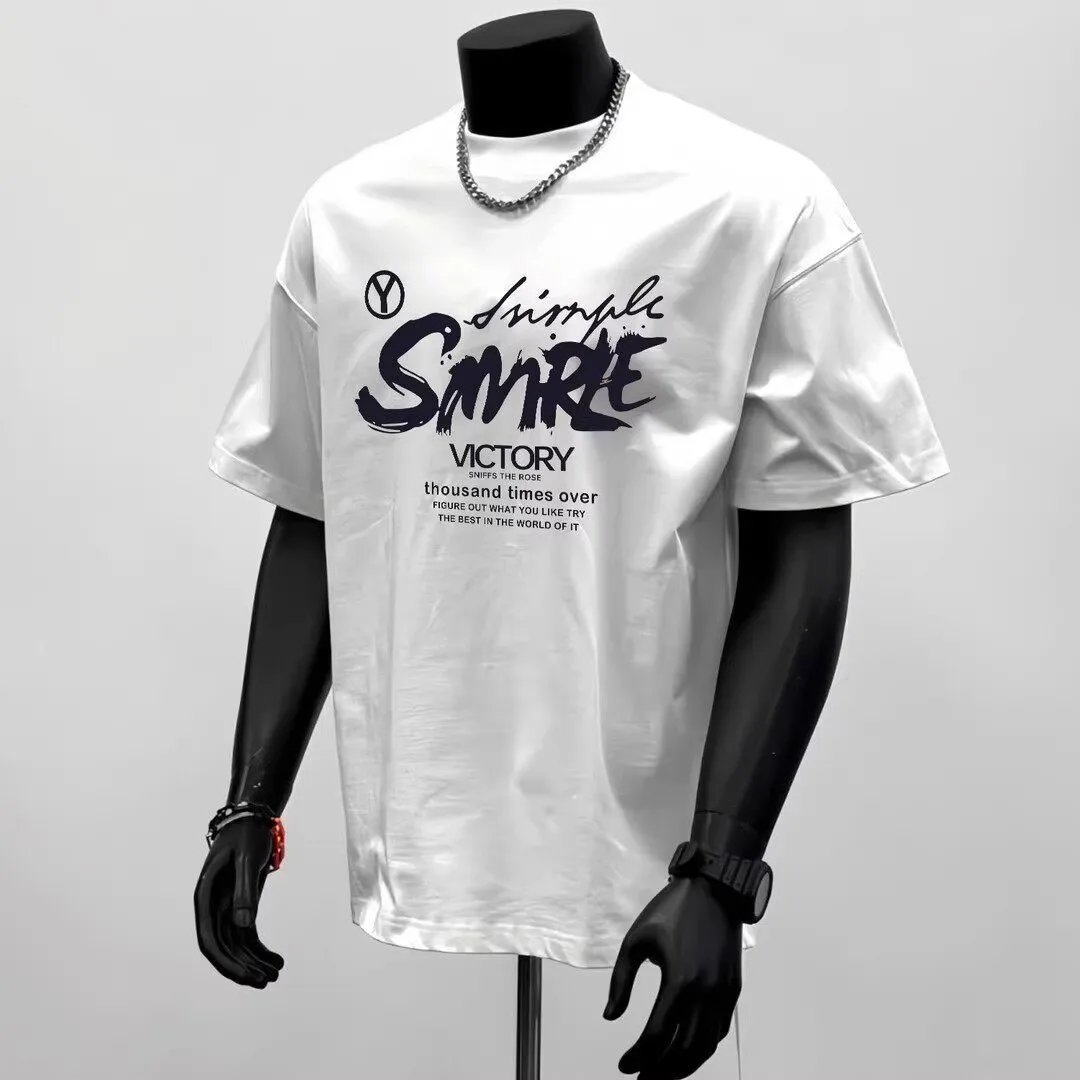 Design Simple Victory Graphic Print Black T-Shirt - 7