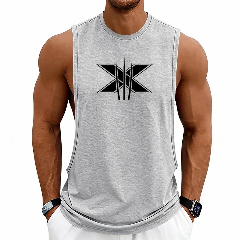 Design Graphic Logo Beige Muscle Tank Top Vest Top - 69