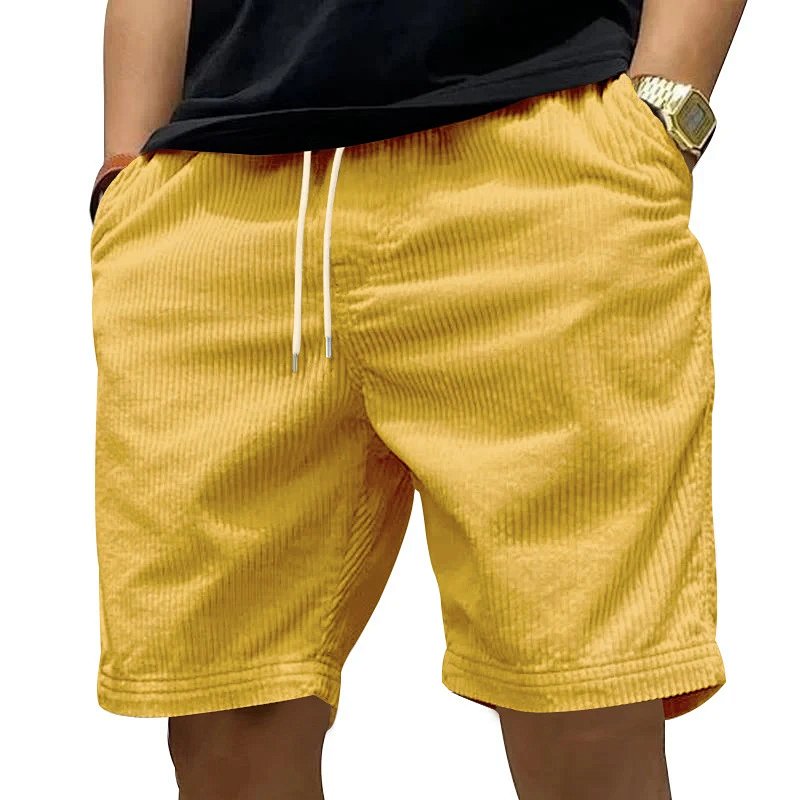 Corduroy Drawstring Shorts Yellow