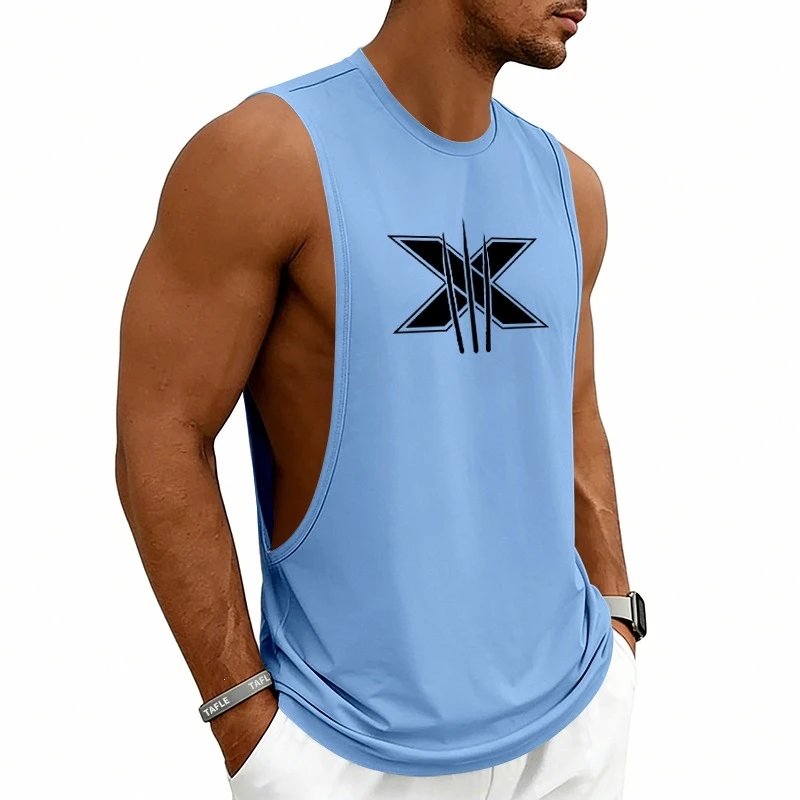 Design Graphic Logo Beige Muscle Tank Top Vest Top - 77