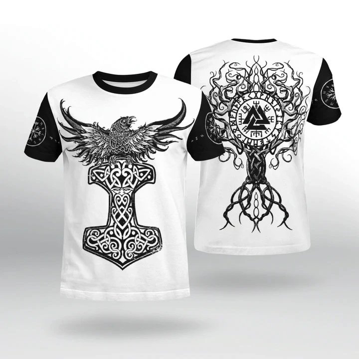 Design Chainmail Armor Print T-Shirt Black / Army Green - 3