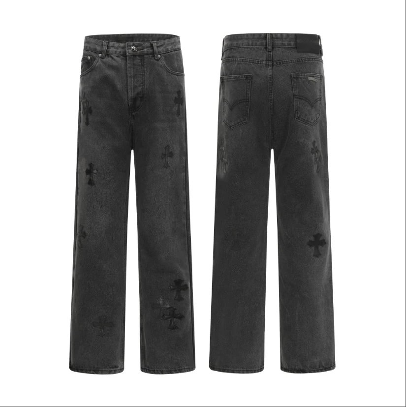 Cross Print Denim Jeans