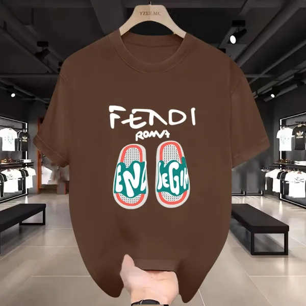 Fendi Roma Slides Graphic T-Shirt Black - 10