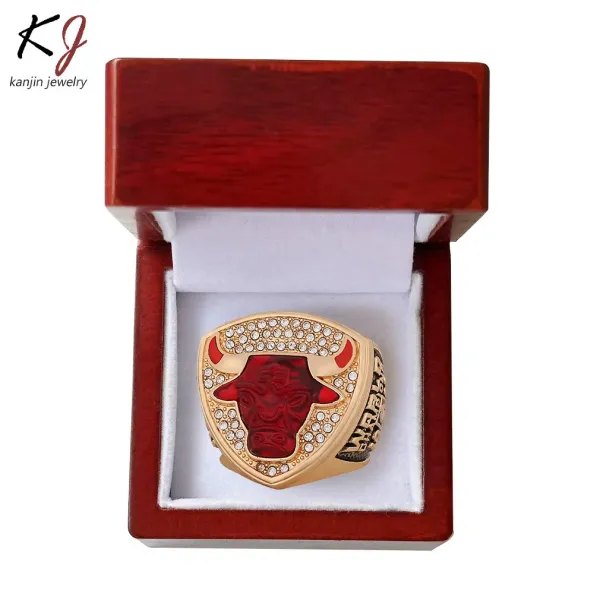 Design Kanjin Jewelry Chicago Bulls Championship Ring Red Gold Ring Jewelry - 1