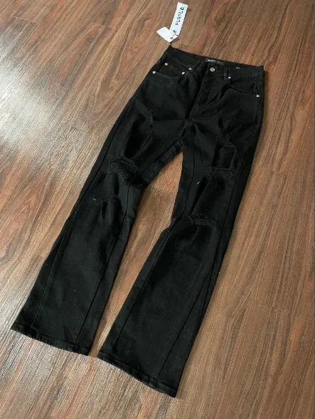 Design Ruched Flare Jeans Black - 4