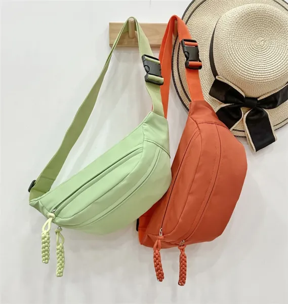Design Minimalist Cream Belt Bag with Braided Pull Tabs - 6