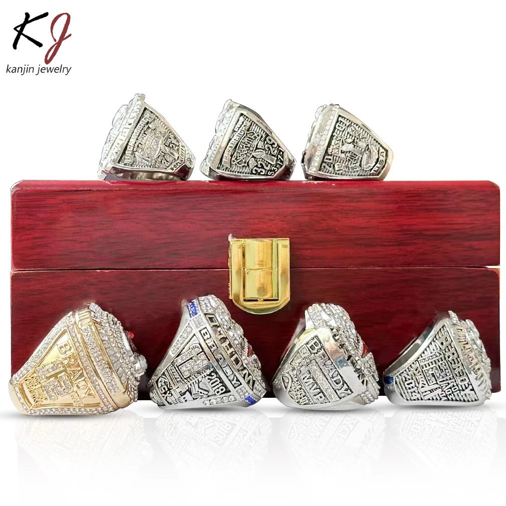 Design Kanjin Jewelry New England Patriots Super Bowl Championship Rings Set Silver Blue Red Multicolor Rings Jewelry - 8