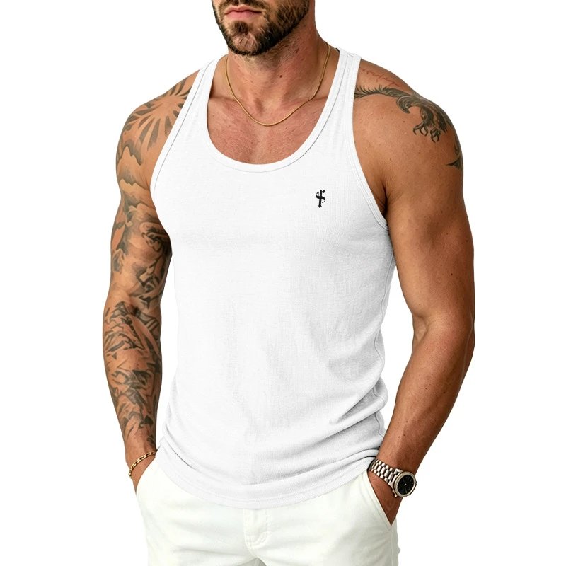 Minimalist Logo White Tank Top Vest Top