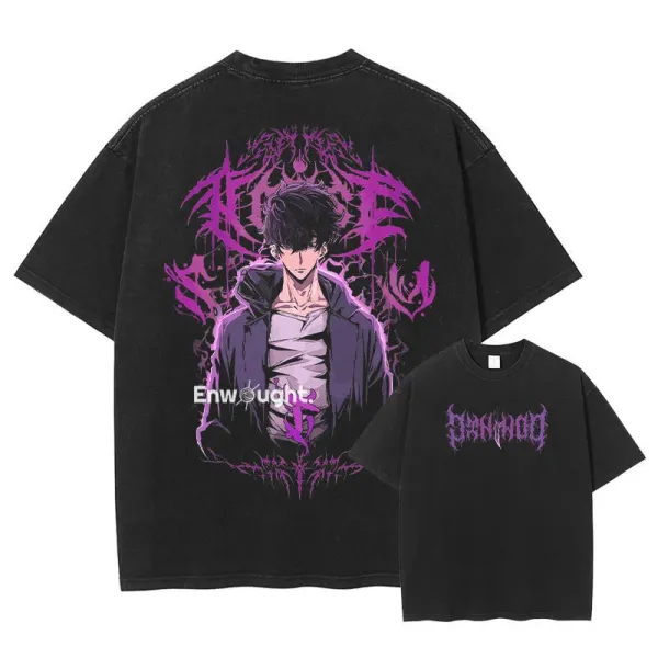 Design Enwought Anime Character Graphic Black T-Shirt T-Shirts - 1