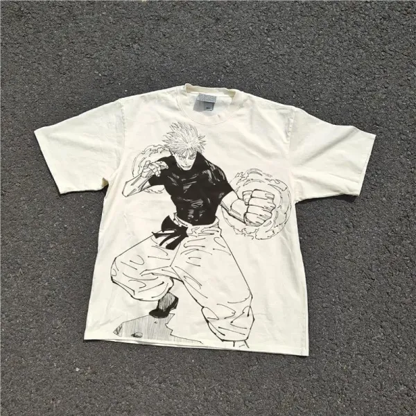 Design Jujutsu Kaisen Gojo Satoru Sketch Print Off-White T-Shirt - 1