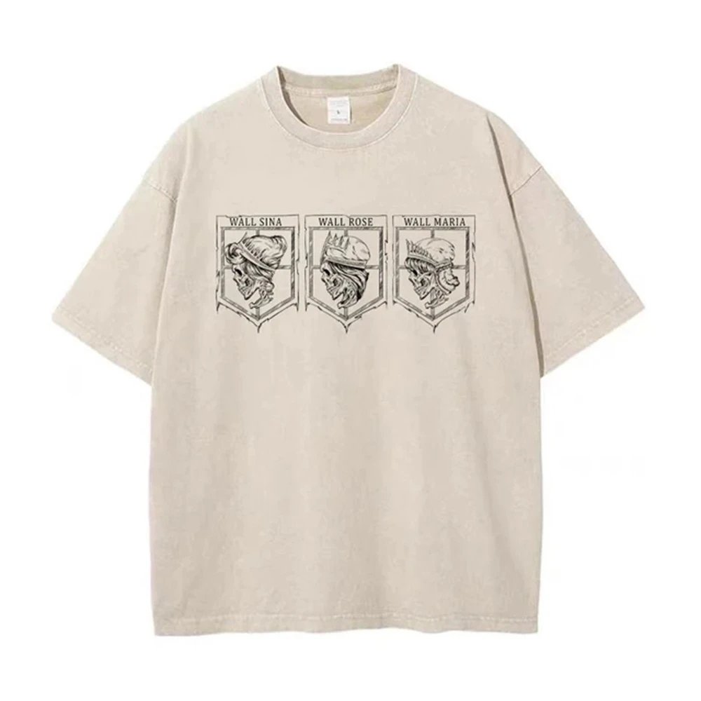 Design Vintage Sketch Print Beige Oversized T-Shirt - 5