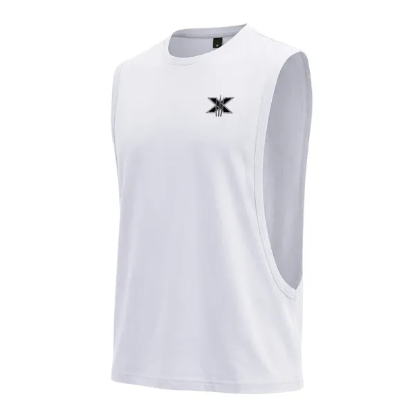 Design X Logo Cut-Out Sleeveless Tank Beige Vest-Top - 11