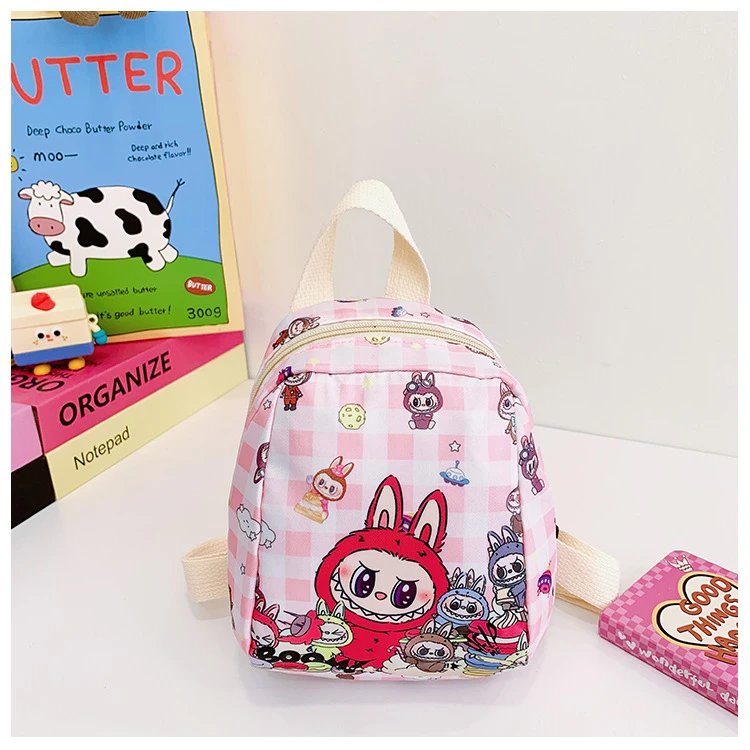 Design Mini Backpack Pink Gingham Rabbit Print Backpack - 29