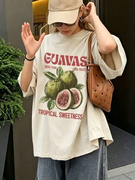 Design Guava Print Graphic T-Shirt White - 7