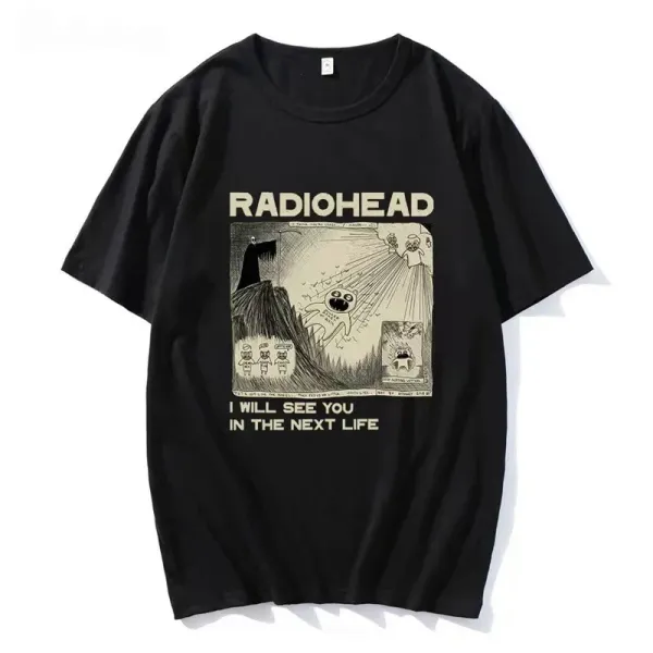 Design Radiohead Fast Track Status Graphic T-Shirt Black T-Shirts - 4
