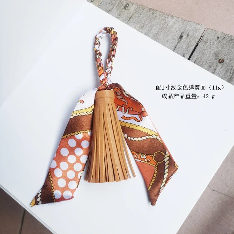 Hermès Silk Scarf Keychain with Blue Tassel and Nautical Print Accessories - 5