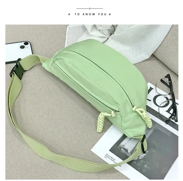 Design Minimalist Cream Belt Bag with Braided Pull Tabs - 22