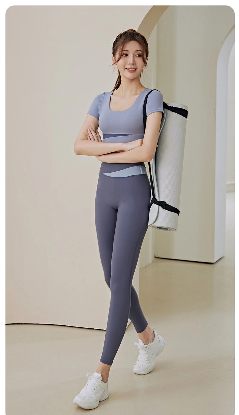 Design High-Waist Contrast Panel Cycling Shorts - 2