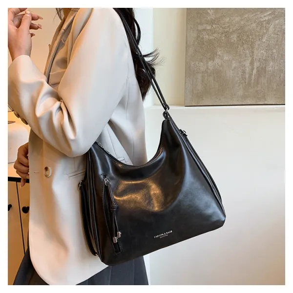 Design Fashion & Bags Hobo Bag Brown Leather-Effect Shoulder Bag Shoulder Bags - 17