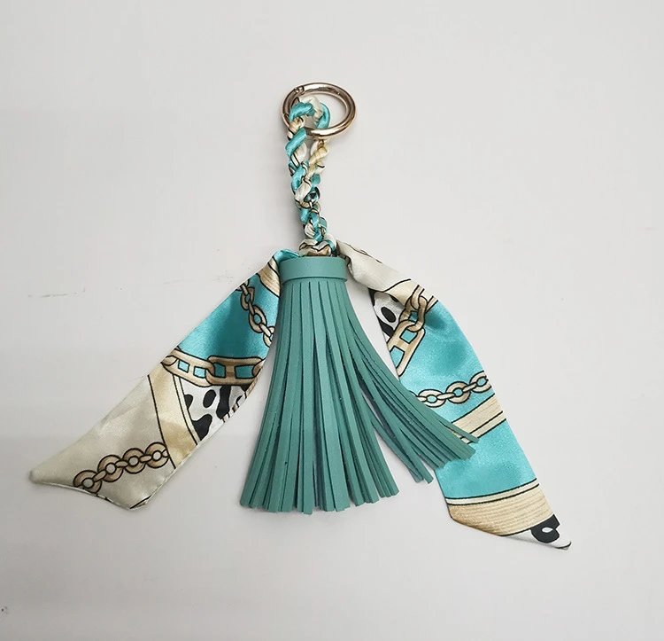Hermès Silk Scarf Keychain with Blue Tassel and Nautical Print Accessories - 25