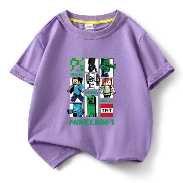 Design Minecraft Graphic Print Purple T-Shirt T-Shirts - 1
