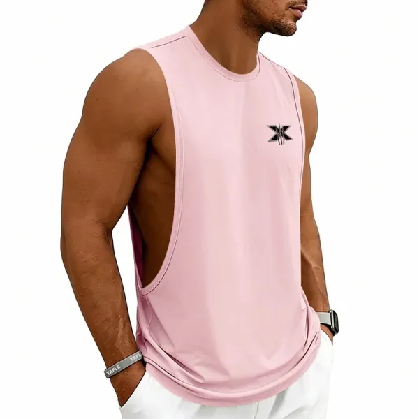 Design X Logo Cut-Out Sleeveless Tank Beige Vest-Top - 37