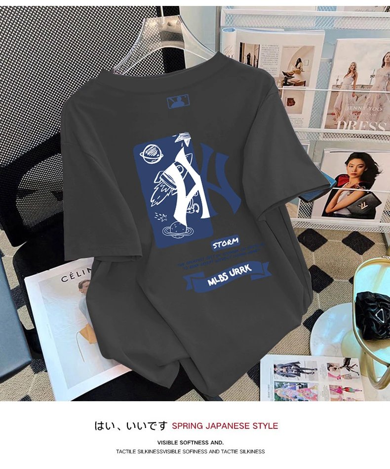 MLB x URRK Space Theme Graphic Print Black T-Shirt - 13