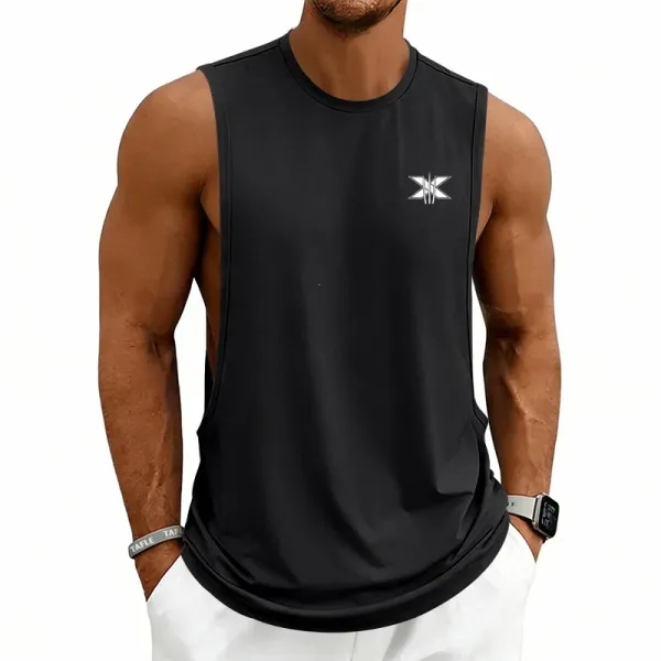 Design X Logo Cut-Out Sleeveless Tank Beige Vest-Top - 44