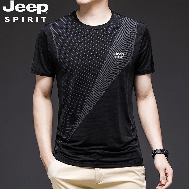 Jeep Spirit Geometric Pattern Black T-Shirt T-Shirts