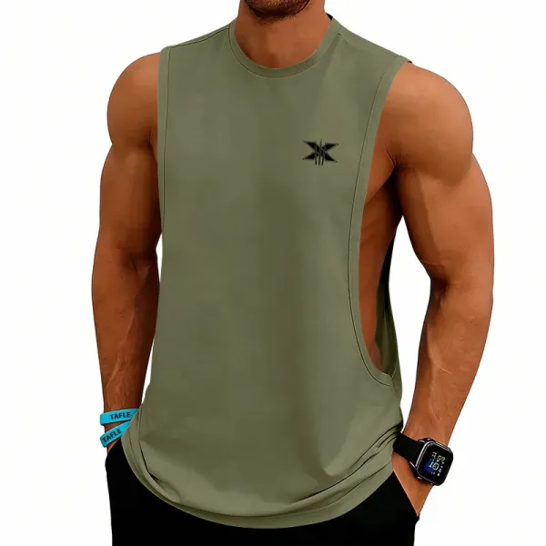 Design X Logo Cut-Out Sleeveless Tank Beige Vest-Top - 55
