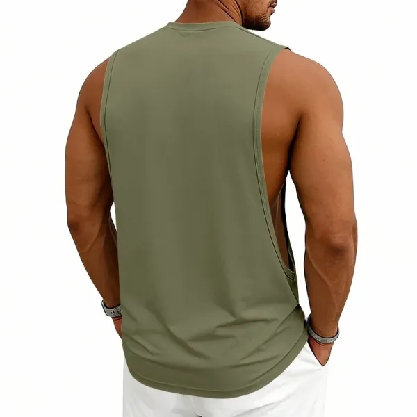 Design X Logo Cut-Out Sleeveless Tank Beige Vest-Top - 60