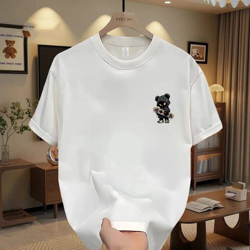 Design Cropped Heads Bear Skateboard Graphic T-Shirt White T-Shirts - 10