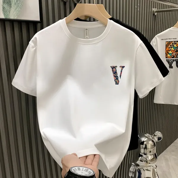 Design V-Print Paisley Graphic T-Shirt White - 4