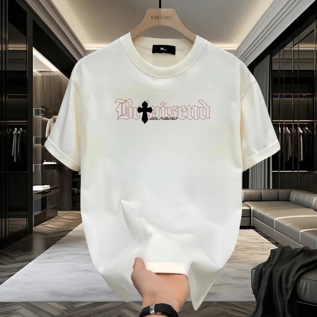 Design Bolaigend Cross Print Oversized White T-Shirt T-Shirts - 14