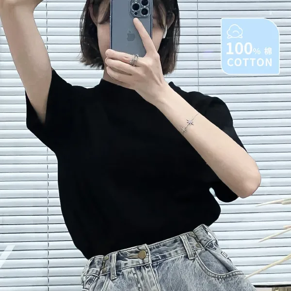 Design Classic Crew Neck Black T-Shirt Tops.t Shirts - 13