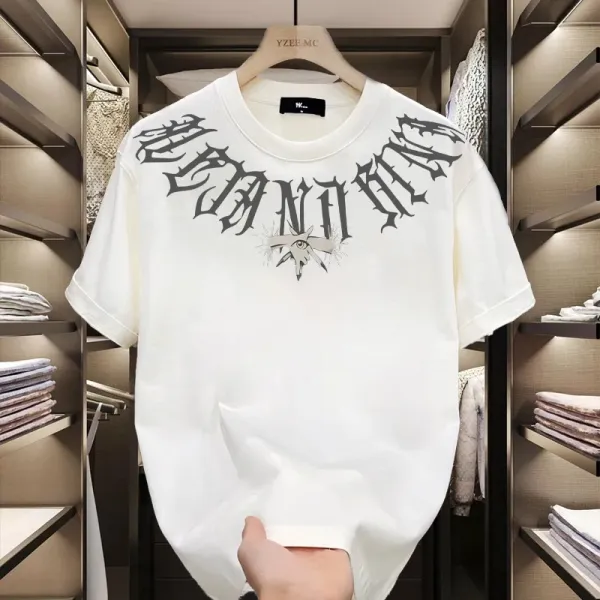 Design YZEE MC Gothic Script Eye Print White T-Shirt T-Shirts - 6