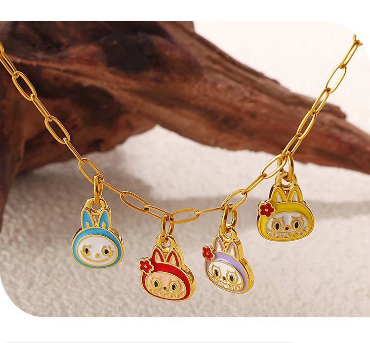 Design Dripping Oil Owl Charm Pendant Blue Gold Pink Jewelry - 2