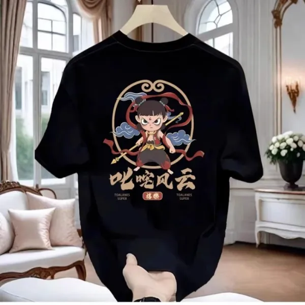 Design Nezha Graphic Print White T-Shirt - 36
