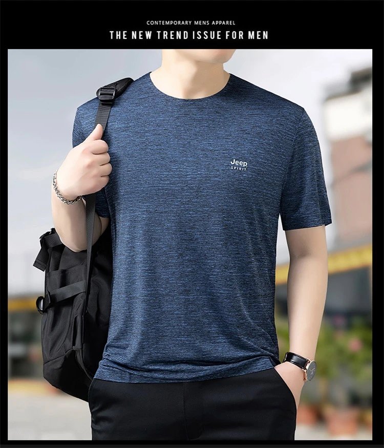 Design Jeep Spirit Marled Blue Short-Sleeve T-Shirt T-Shirts - 2