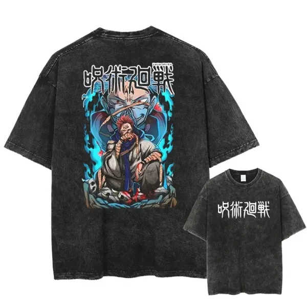 Design Jujutsu Kaisen Graphic Washed Black T-Shirt - 1