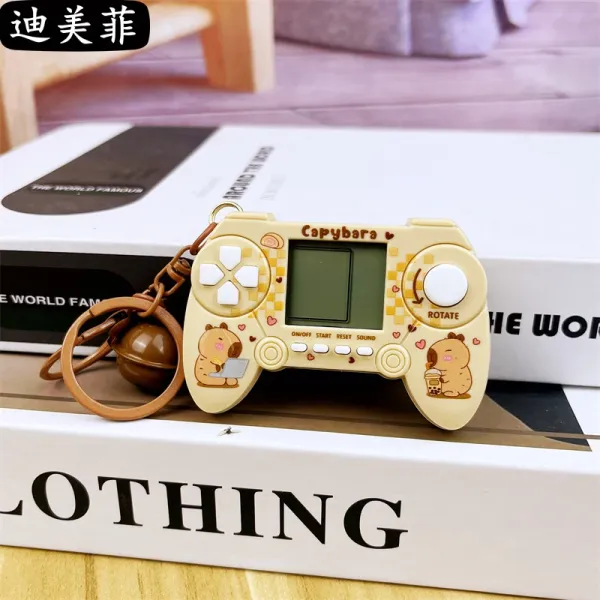 Design Capybara Mini Game Console Keychain Beige Electronics - 12