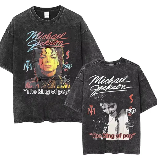 Design Michael Jackson 'The King of Pop' Acid Wash T-Shirt T-Shirts - 1