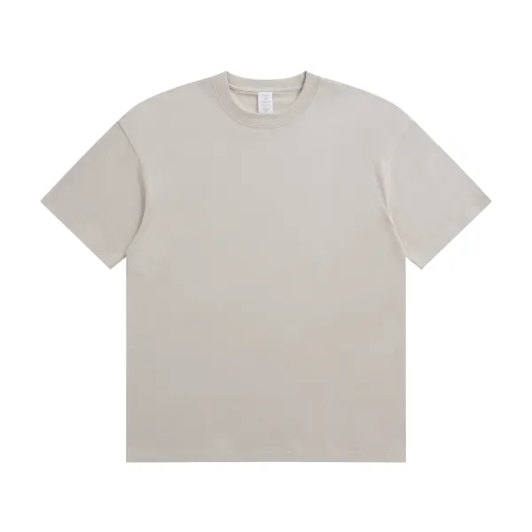 Design Basic Oversized Crewneck T-Shirt Beige - 1