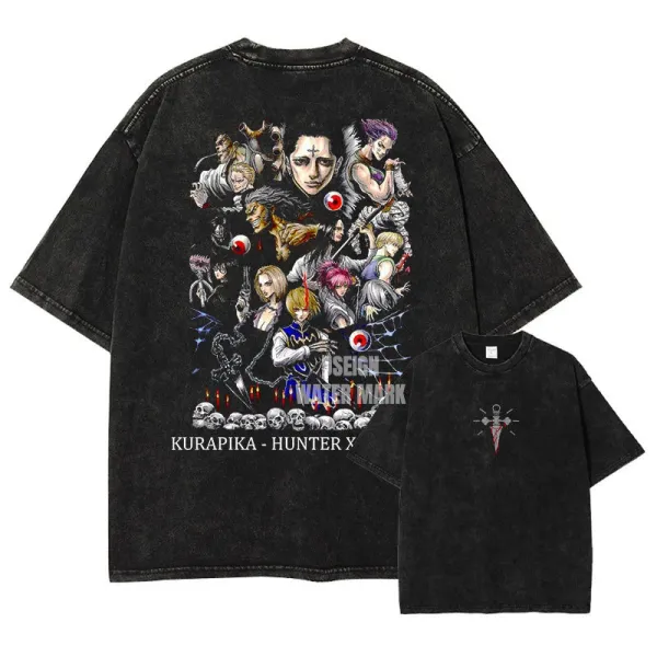 Design Kurapika - Hunter X T-Shirt Black Washed Denim Tee - 1