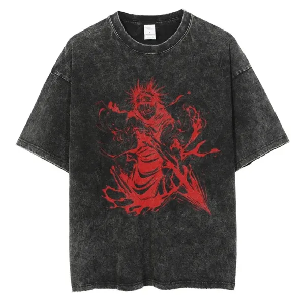 Design Acid Wash Red Graphic T-Shirt - 1